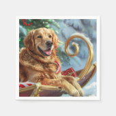 Serviette En Papier Golden Retriever Chien Festif de Noël (Devant)
