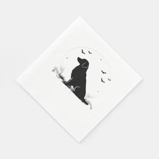 Serviette En Papier Golden Retriever Chien - Halloween Moon Silhouette (Coin)
