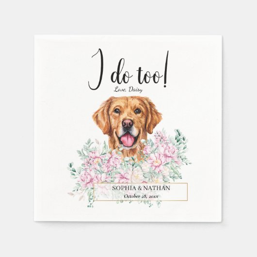 Serviette En Papier Golden Retriever Chien Mariage Cocktail Napkins (Devant)
