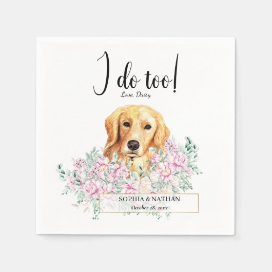 Serviette En Papier Golden Retriever Chien Mariage Cocktail Napkins (Devant)