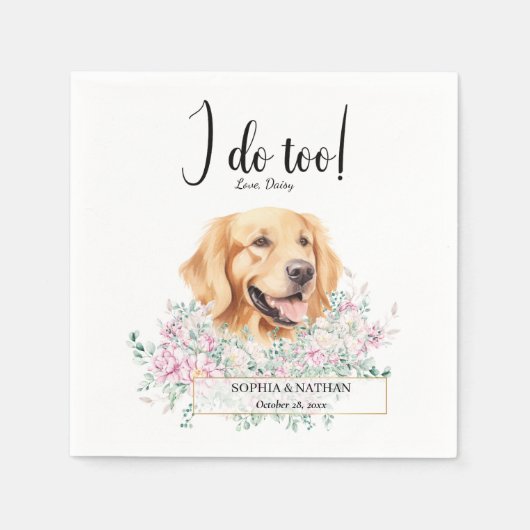 Serviette En Papier Golden Retriever Chien Mariage Cocktail Napkins (Devant)