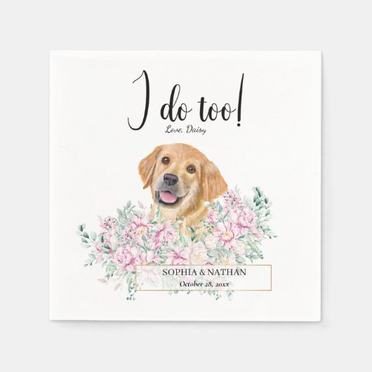 Serviette En Papier Golden Retriever Chien Mariage Cocktail Napkins (Devant)