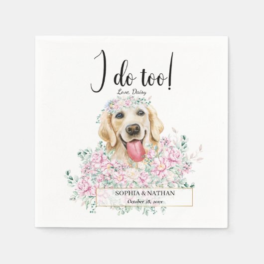 Serviette En Papier Golden Retriever Chien Mariage Cocktail Napkins (Devant)
