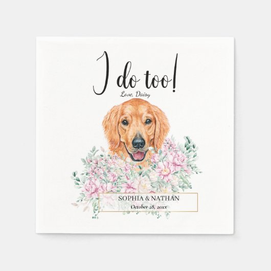 Serviette En Papier Golden Retriever Chien Mariage Cocktail Napkins (Devant)