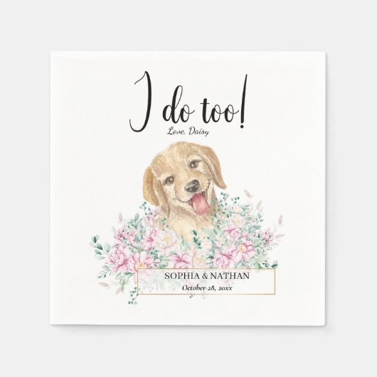 Serviette En Papier Golden Retriever Chien Mariage Cocktail Napkins (Devant)