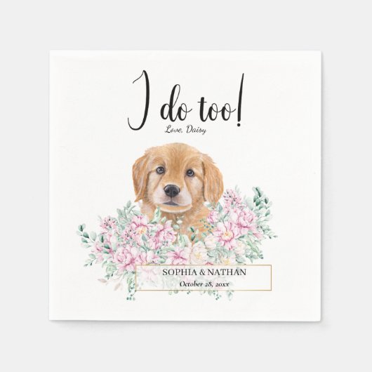 Serviette En Papier Golden Retriever Chien Mariage Cocktail Napkins (Devant)