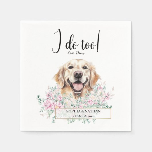 Serviette En Papier Golden Retriever Chien Mariage Cocktail Napkins (Devant)