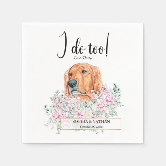 Serviette En Papier Golden Retriever Chien Mariage Cocktail Napkins (Devant)