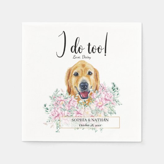 Serviette En Papier Golden Retriever Chien Mariage Cocktail Napkins (Devant)