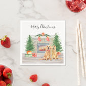 Serviette En Papier Golden Retriever Chien Noël Fête cheminée (En situation)