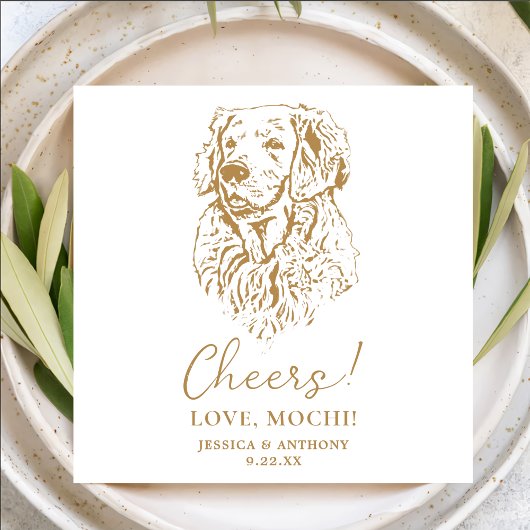 Serviette En Papier Golden Retriever Chien salue Cocktail Personnalisé