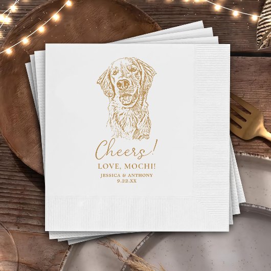 Serviette En Papier Golden Retriever Chien salue Cocktail Personnalisé