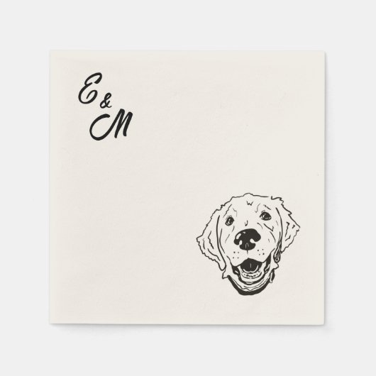 Serviette En Papier Golden Retriever chien sur Mariage Cocktail Napkin (Devant)