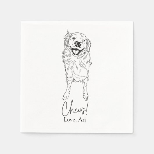 Serviette En Papier Golden Retriever Cocktail Napkin Chien Mariage (Devant)