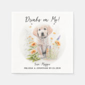 Serviette En Papier Golden Retriever Custom Chien Cocktail Mariage  (Devant)