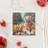 Serviette En Papier Golden Retriever dans Apple Orchard (En situation)