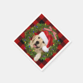 Serviette En Papier Golden Retriever dans la couronne de Noël (Coin)