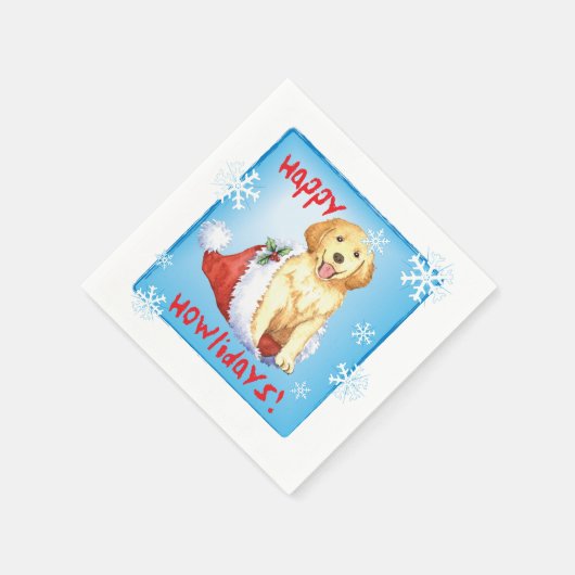 Serviette En Papier Golden Retriever de Noël (Coin)