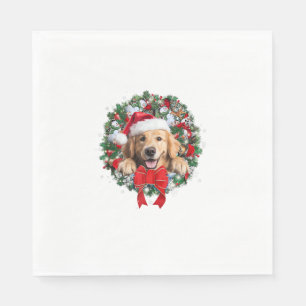 Serviette En Papier Golden Retriever décoration de couronne Noël Noël 