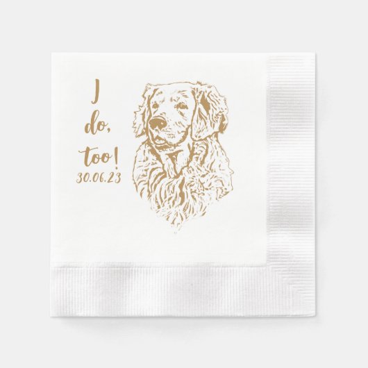 Serviette En Papier Golden Retriever Dog I Do Too Custom Cocktail Napk (Devant)