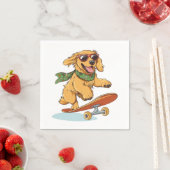 Serviette En Papier Golden Retriever Dog Skateboarding (En situation)