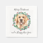 Serviette En Papier Golden Retriever Elegant Chien Joyeux Noël (Devant)