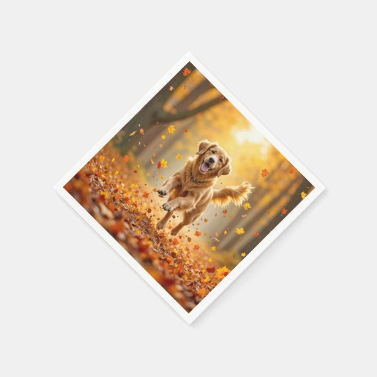 Serviette En Papier Golden Retriever En Automne Woods (Coin)