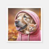 Serviette En Papier Golden Retriever et Kitten en Sweat - shirt à capu (Devant)