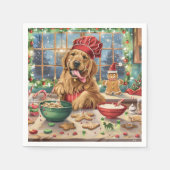 Serviette En Papier Golden Retriever Gâteau de vacances : Noël festif (Devant)
