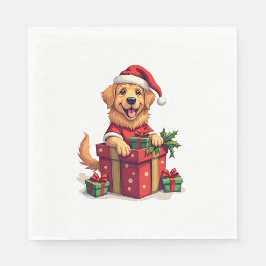 Serviette En Papier Golden Retriever Gift Wrap (Devant)
