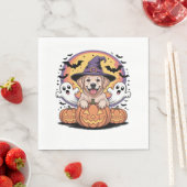 Serviette En Papier Golden Retriever Halloween Witch Chien classique T (En situation)