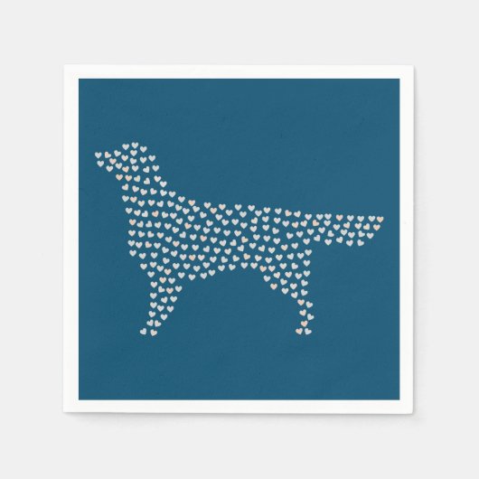 Serviette En Papier Golden Retriever Hearts (Devant)