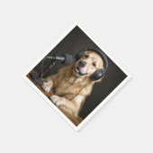 Serviette En Papier Golden Retriever Hosting a Podcast (Coin)