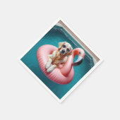 Serviette En Papier Golden Retriever In Flamingo Pool toy (Coin)