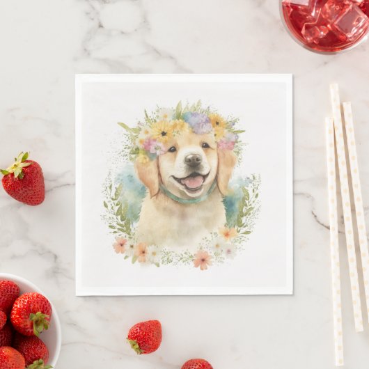 Serviette En Papier Golden Retriever in Laurel Wreath (En situation)