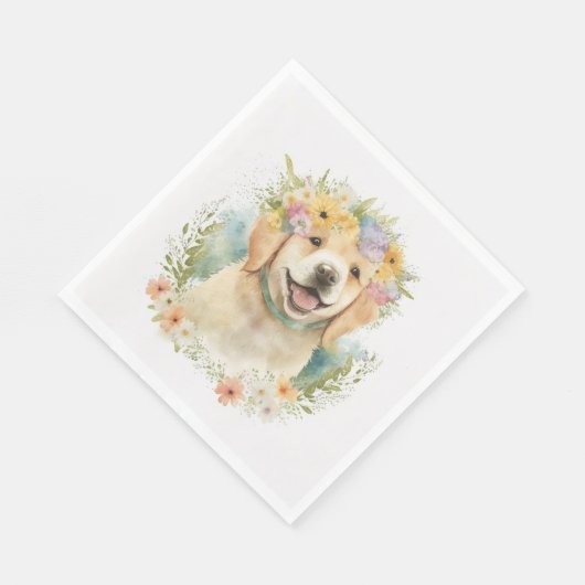 Serviette En Papier Golden Retriever in Laurel Wreath (Coin)