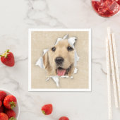 Serviette En Papier Golden Retriever in Paper Hole (En situation)