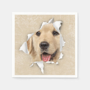 Serviette En Papier Golden Retriever in Paper Hole