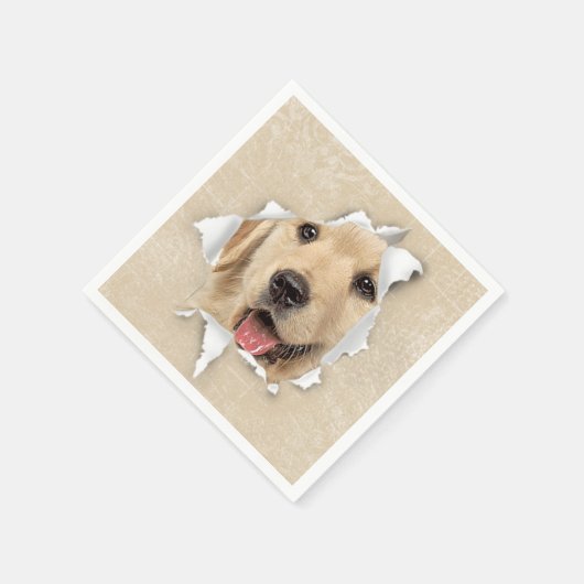 Serviette En Papier Golden Retriever in Paper Hole (Coin)