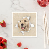 Serviette En Papier Golden Retriever in Paper Hole (En situation)