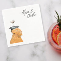 Golden retriever joli dessin avec des boissons