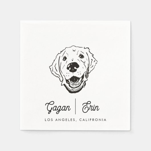 Serviette En Papier Golden Retriever Mariage Cocktail napkin (Devant)