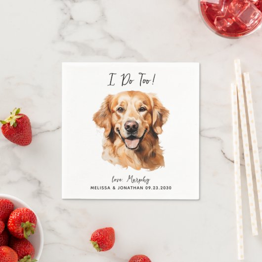 Serviette En Papier Golden Retriever Modern Chien Mariage Cocktail (En situation)