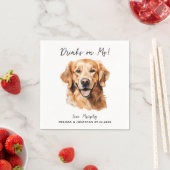 Serviette En Papier Golden Retriever Modern Chien Mariage Cocktail (En situation)