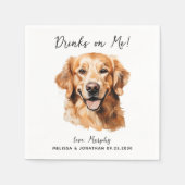 Serviette En Papier Golden Retriever Modern Chien Mariage Cocktail (Devant)