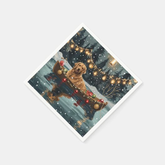 Serviette En Papier Golden Retriever Noël Festive Voyage (Coin)