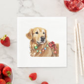 Serviette En Papier Golden Retriever Noël Light Classic (En situation)
