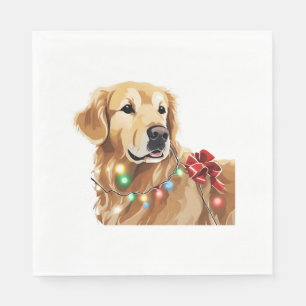 Serviette En Papier Golden Retriever Noël Light Classic