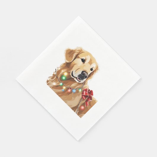 Serviette En Papier Golden Retriever Noël Light Classic (Coin)