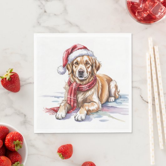 Serviette En Papier Golden Retriever Paper Napkin (En situation)